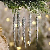 5/10Pcs 13cm Simulation Ice Xmas Tree Hanging Ornament Fake Icicle Prop Winter New Year Party Christmas Tree Home Decoration