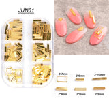 6Grids Pearl Claw Chain 3D Decoration Metal Gold Nail Chian Art Aurora Diamond Nail Rhinestone Alloy Charms Manicure GL1920-B