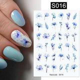 3D Nail Stickers Decals Ink Watermark Spring Summer Black Lines Flower Leaf Tree For Manicures Nail Art Decoration