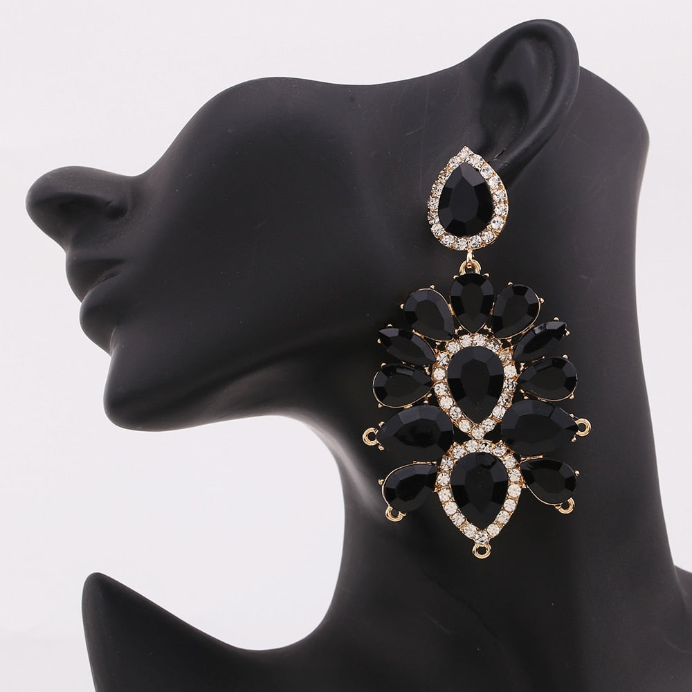 Xpoko Statement Earrings For Women India Earrings Women Rhinestones Pendant Crystal Flower Tassel Earring Fashion Jewelry Lady Gifts