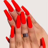 Xpoko 24Pcs Professional Fake Nails Long Ballerina Half French Acrylic Nail Tips Press On Nails Full Cover Manicure Beauty Tools