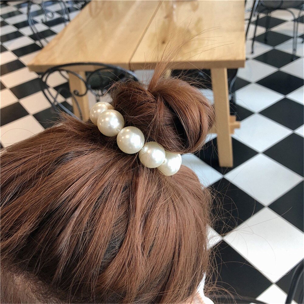 Back to school guide Woman Big Pearl Hair Ties Fashion Korean Style Hairclips Hairband Scrunchies Girls Ponytail Holders Rubber Band Hair Accessories