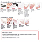 Xpoko 24Pcs Rhinestones Inlaid Nail Patch Glue Type Removable Short Paragraph Fashion Manicure Save Time False Nail Patch NE