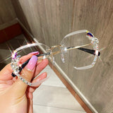 2022 Fashion Brand Design Vintage Rimless Rhinestone Sunglasses Women Men Retro Cutting Lens Gradient Sun Glasses Female UV400