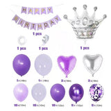 Xpoko Romantic Purple Balloon Garland Arch Set Happy Birthday Banner Confetti Balloon Bridal Shower Girl Birthday Party Decoration