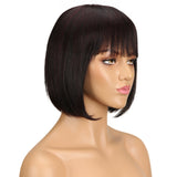 Short Colored Straight Bob Human Hair Wig With Bangs For Black Women Natural Glueless Brazilian Remy Blonde 613 Wavy Wigs