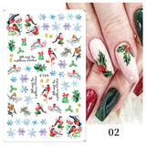 Merry Christmas 3D Nails Sticker Winter Cute Cartoon Sliders Snowflake Elk Xmas Tree Decal UV Gel Polisn Manicures Foils Decor