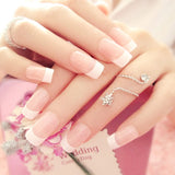 24 Pcs/Set French Long False Nails With Glue Wedding Bride Party Ladies Fake Full Nail Tips Mixed Size SANA889