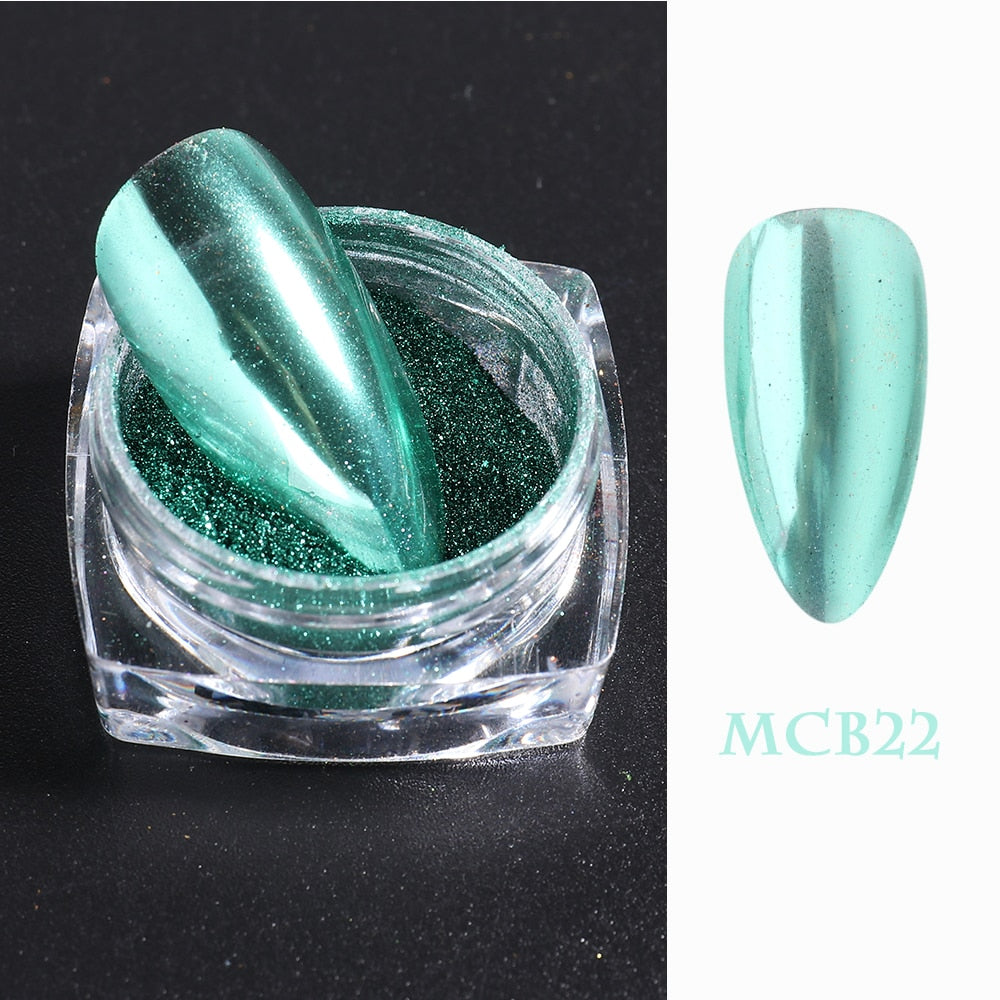Xpoko 0.5G Chrome Mirror Pigment Powder Metallic Shimmer Dip Dust Glitter For Nails Decorations DIY Manicure Accessories  GLMCB01-24