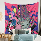 Psychedlic Pink Tapestry Hippie Room Wall Hanging Blanket Art Home Decor Psychedelic Background Tapestry 95x73CM