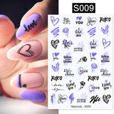 3D Nail Stickers Decals Ink Watermark Spring Summer Black Lines Flower Leaf Tree For Manicures Nail Art Decoration