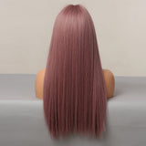 Long Straight Light Purple Synthetic Wigs for Women Girls Cosplay Party Lolita Hair Wigs with Bangs Heat Resistant Fiber