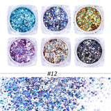 6pcs Nail Glitter Set Sugar Powder Candy Color Nail Art Dipping Powder Holographic Pigment For Manicure Nails Design  GL1539-28