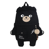 Fashion Women Corduroy Backpack Bear Design Travel Bagpack Female Mochila For Teenager Girl School Bag Black Rucksack