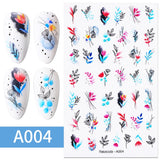 3D Nail Stickers Decals Ink Watermark Spring Summer Black Lines Flower Leaf Tree For Manicures Nail Art Decoration