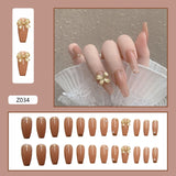 24Pcs Heart Gradient Designs False Nails French Long Ballet Line Bow Coffin Fake Nail Artificial Full Cover Nail Art Tips Z143