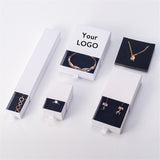 Xpoko 100Pcs/lot Manufacture Custom White drawer Paperboard box packaging earring Bracelet necklace Pendant box stamping foil logo
