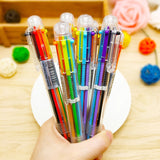 back to school Jonvon Satone 20pcs Ball Point Pen Marker Korea Creative Stationery Pen 6 Color In 1 Ballpoint Pen Color School Supplies For Kid