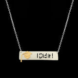 Graduation Hat With I Did It Statement Necklace Women Men Jewelry Stainless Steel Long Bar Pendant Necklace Best Friends Gifts