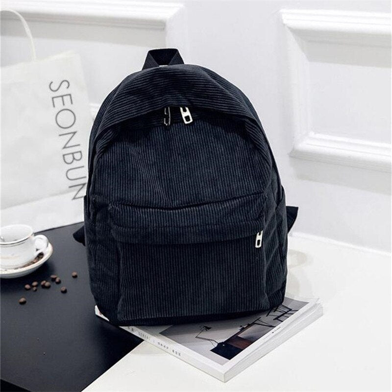 Preppy Style Soft Fabric Backpack Female Corduroy Design School Backpack For Teenage Girls Schoolbags Laptop Backpack Women Bag