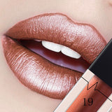 Xpoko Metallic Lip Gloss Matte Lipstick Waterproof Sexy Lip Stick Tint Lipgloss Balm Makeup Tools for Women 24 Colors