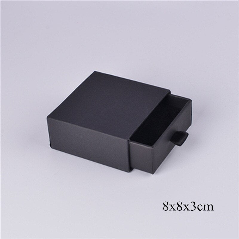 100Pcs/lot Manufacture Custom Black drawer Paperboard box packaging earring Bracelet necklace Pendant box stamping foil logo