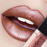 Xpoko Metallic Lip Gloss Matte Lipstick Waterproof Sexy Lip Stick Tint Lipgloss Balm Makeup Tools for Women 24 Colors
