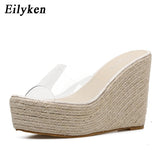 2022 New Summer PVC Jelly Sandals slippers Shoes Casual Sexy Wedges 11.5CM Women's Sandals slippers size 34-40