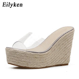 2022 New Summer PVC Jelly Sandals slippers Shoes Casual Sexy Wedges 11.5CM Women's Sandals slippers size 34-40