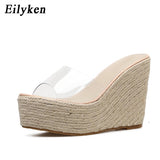 2022 New Summer PVC Jelly Sandals slippers Shoes Casual Sexy Wedges 11.5CM Women's Sandals slippers size 34-40