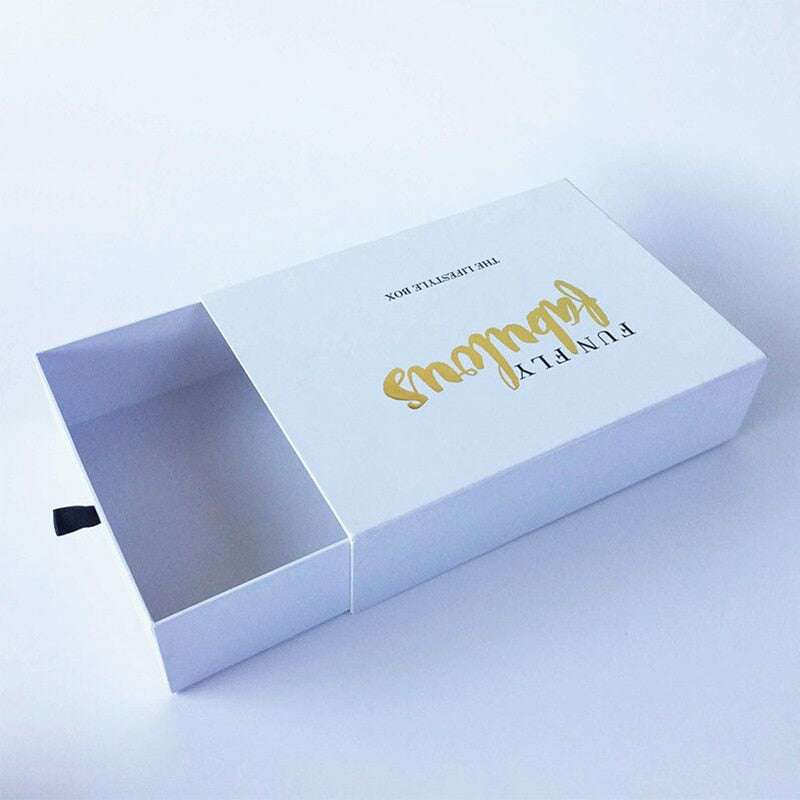 Wholesale Manufacture Handmade Custom white drawer Paper box hot stamping gold logo packaging rigid gift Cosmetic jewelry boxes
