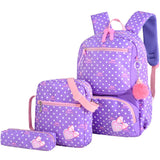 3pcs/set Dot Printing School Bags Backpack Schoolbag Fashion Kids Lovely Backpacks For Children Girls School Student Mochilas