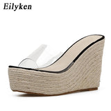 2022 New Summer PVC Jelly Sandals slippers Shoes Casual Sexy Wedges 11.5CM Women's Sandals slippers size 34-40