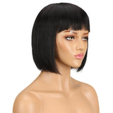 Short Colored Straight Bob Human Hair Wig With Bangs For Black Women Natural Glueless Brazilian Remy Blonde 613 Wavy Wigs