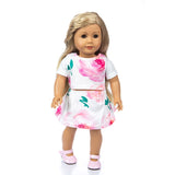 2020 New Fit 18 inch Baby New Born Doll Clothes Accessories White Powder Plaid 3 Piece Suit for American og Girl Dolls