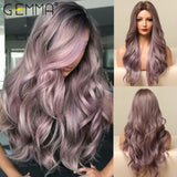 Long Wavy Ombre Blonde White Synthetic Wigs for Women Cosplay Daily Party Middle Part Hair Wigs High Temperature Fiber