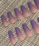 French Long Coffin Fake Nails With Glue Sticker Full Cover Ballerina Press On Nails False Artificial Decorating Fingernails Tips