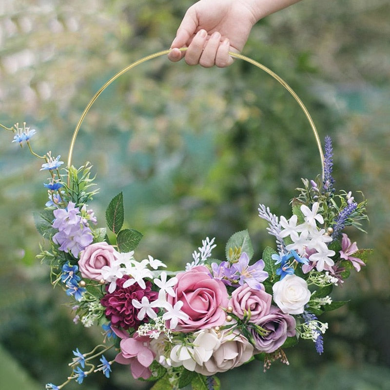 Xpoko 10-40cm DIY Hanging Wreath Bamboo/Metal Wreath iron Ring Hoop Hanging Craft Party Decorations Baby Shower Wedding Wreaths