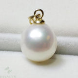 11-12mm White Baroque South Sea Pearl Pendant 14k Necklace Women Jewelry Teardrop Hang Classic Cultured Flawless