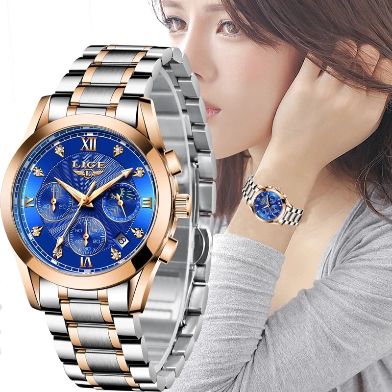 2022 New Gold Watch Womens Watches Ladies Creative Steel Women's Bracelet Watches Female Waterproof Clocks Relogio Feminino