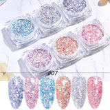 6Pcs Iridescent Glitter Opal Powder Nail Mylar Flakes Aurora Shatter Glass Nail Flakies Mermaid Sequins Manicure GLJG01-06