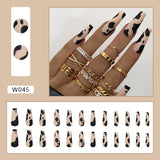 24Pcs/Box Line Geometric Long Ballerina False Nails Leopard French Detachable Coffin Fake Nails Beauty Hot Sale Full Cover Nails