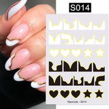 3D Nail Stickers Decals Ink Watermark Spring Summer Black Lines Flower Leaf Tree For Manicures Nail Art Decoration