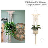 Xpoko Hanging Plant Handmade Macrame Plant Hanger Flower Pot Planter Hanger Wall Decor Courtyard Garden Hanging Planter Hanging Basket