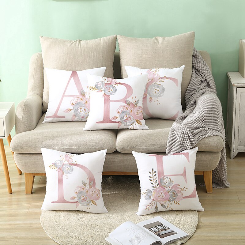 Xpoko Custom Pink Letter Decorative Cushion Cover Wedding Party Decoration Wedding Decorative Pillow Party Supplies Wedding Ornaments
