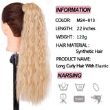 Xpoko 22 Inch Curly Long Ponytail High Temperature Synthetic Fiber Synthetic Brown Ponytail Blonde Wig