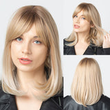 Synthetic Short Straight Hair Wigs Natural Bob Style Pixie Cut Dark Root Ombre Brown Yellow Blonde Cosplay Wig For Women