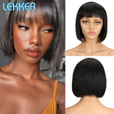 Short Colored Straight Bob Human Hair Wig With Bangs For Black Women Natural Glueless Brazilian Remy Blonde 613 Wavy Wigs