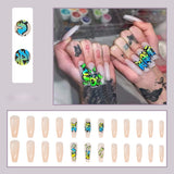 Xpoko Detachable Butterfly Rhinestone Ballerina False Nails Wearable Long Coffin Fake Nails Full Cover Nail Tips With Glue 24Pcs/Box