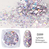 Sparkly Mirror Butterfly Sequin Nail Flakes Holographic Glitter Heart Star Aurora 3D Nail Paillette Decoration Design GLHB01-04